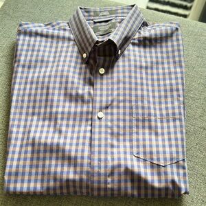 Nordstrom Men's Shop Non-Iron Purple and Brown Plaid Shirt